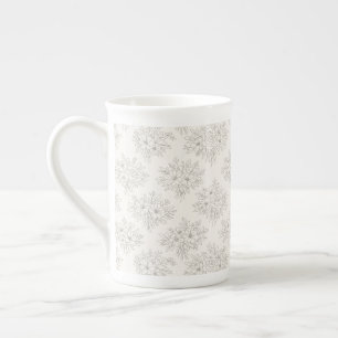 Caneca De Porcelana Padrão de Buquê de Linha Botânica