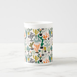 Caneca De Porcelana Padrão de Cactus Cute