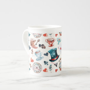 Caneca De Porcelana Padrão de Chá Festa no País das Maravilhas Caprich