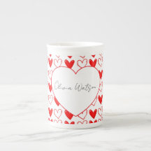 Padrão de Corações Minimalistas Personalizado Nome