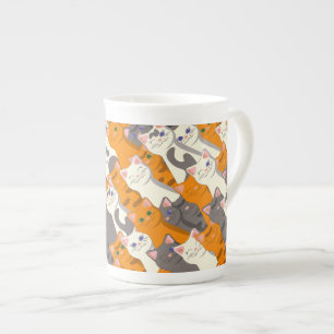 Caneca De Porcelana Padrão de diagonal do gato preto branco do Ginger