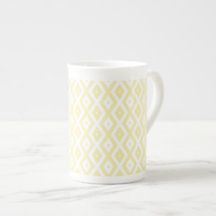 Caneca De Porcelana Padrão de diamante amarelo pálido e branco