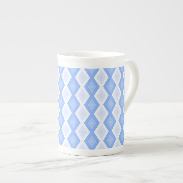 Caneca De Porcelana Padrão de diamante azul pálido (Frente Esquerda)