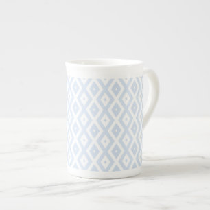 Caneca De Porcelana Padrão de diamante branco e azul pálido