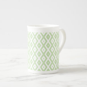 Caneca De Porcelana Padrão de diamante branco e verde claro