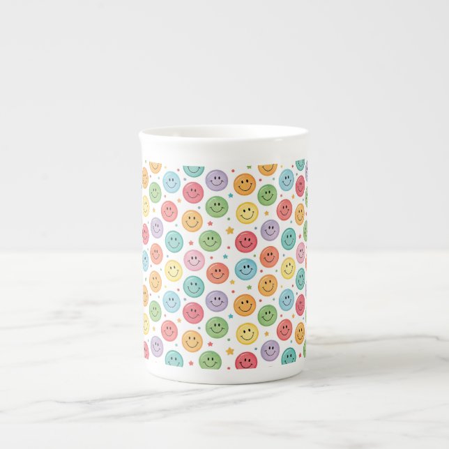 Caneca De Porcelana Padrão de Emoji Sorridente (Frente)