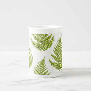 Caneca De Porcelana Padrão de Fern de Aquarela