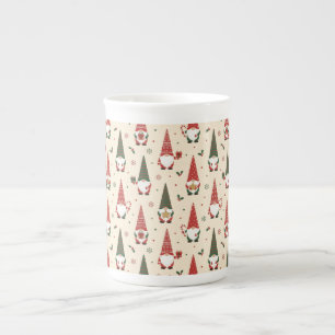 Caneca De Porcelana Padrão de festa de Gnome de Natal