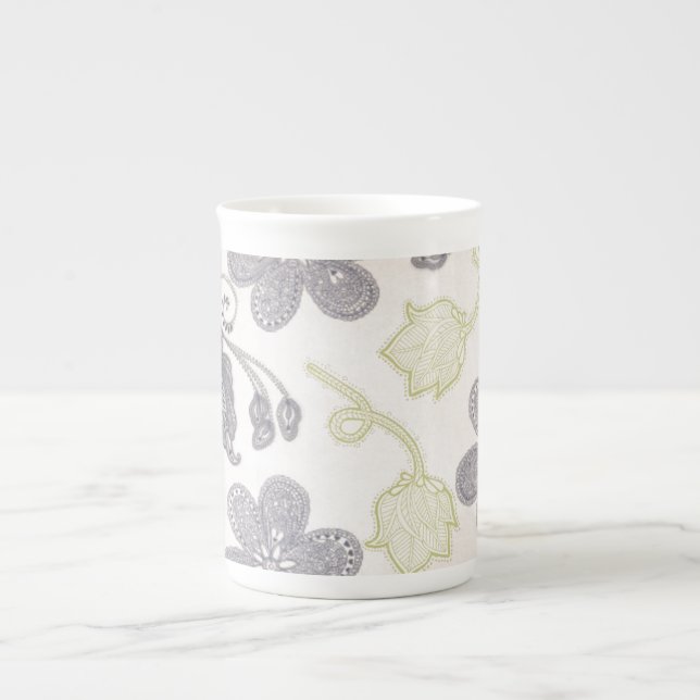 Caneca De Porcelana Padrão de Flor Azul (Frente)