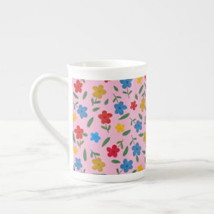 Caneca De Porcelana PADRÃO DE FLORES na moda COLORIDAS