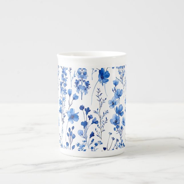 Caneca De Porcelana Padrão de Flores Selvagens de Papel Francês Design (Frente)