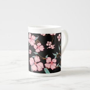 Caneca De Porcelana Padrão de Flores Sinistras 5