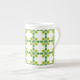 Caneca De Porcelana Padrão de Folhas, Padrão de Folhagens, Folhas Verd