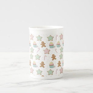 Caneca De Porcelana Padrão de Guloseimas da Padaria de Natal