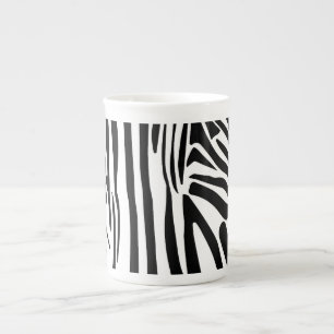 Caneca De Porcelana Padrão de impressão de zebra preto e branco em neg