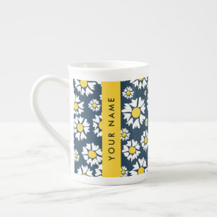 Caneca De Porcelana Padrão de Margaridas, Margaridas Brancas, Seu Nome