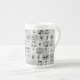 Caneca De Porcelana Padrão de Notas Geométricas de Música na moda mono