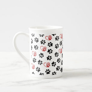 Caneca De Porcelana Padrão De Patas, Patas Negras, Patas Vermelhas, Co