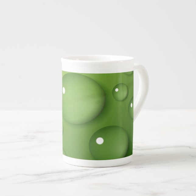 Caneca De Porcelana Padrão de Raindrop Verde (Frente Esquerda)