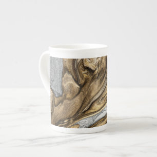Caneca De Porcelana Padrão de redemoinho de mármore terroso glamoroso