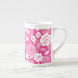 CANECA DE PORCELANA PADRÃO DE ROSA (ROSA)