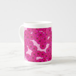 Caneca De Porcelana Padrão floral Art Deco - magenta a rosa