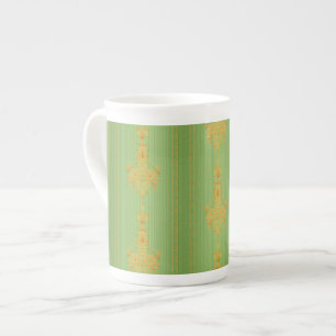 Caneca De Porcelana Padrão floral barroco com fronteira