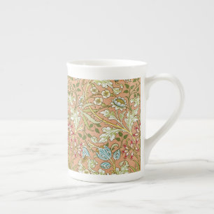 Caneca De Porcelana Padrão Floral de William Morris Flores Rosa Azul