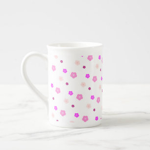 Caneca De Porcelana Padrão floral roxo Primavera aqua moderno