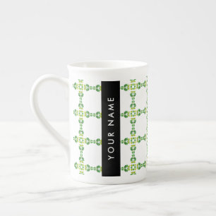 Caneca De Porcelana Padrão Folha, Folhas Verdes, Seu Nome