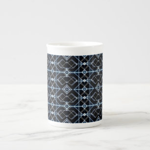 Caneca De Porcelana Padrão Futurístico de Grelha Neon