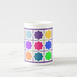 Caneca De Porcelana Padrão Geométrico Abstrato Vibrante em Cores Inten