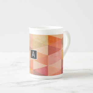 Caneca De Porcelana Padrão Geométrico Triângulo Macio Monogramado