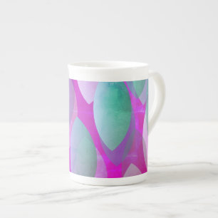 Caneca De Porcelana Padrão inspirado no Folha de Abstrato  Teal magen