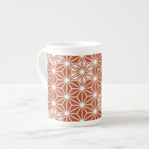 Caneca De Porcelana Padrão japonês Asanoha - terracota