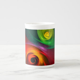 Caneca De Porcelana Padrão Moderno de Abstrato de Arte Yin Yang Verde 