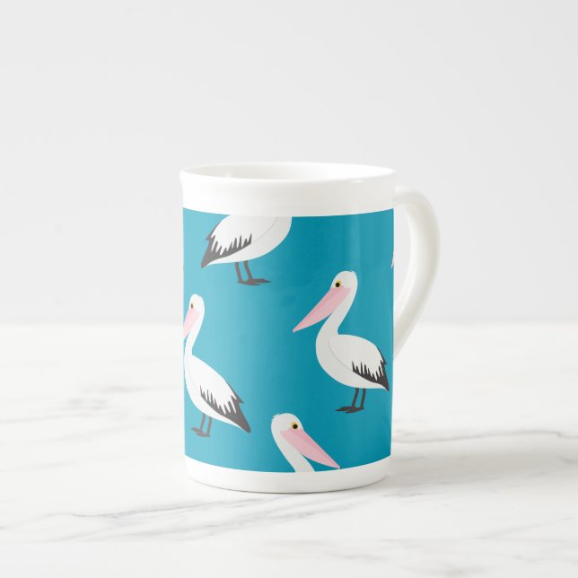 Caneca De Porcelana Padrão pelicano (Frente Esquerda)
