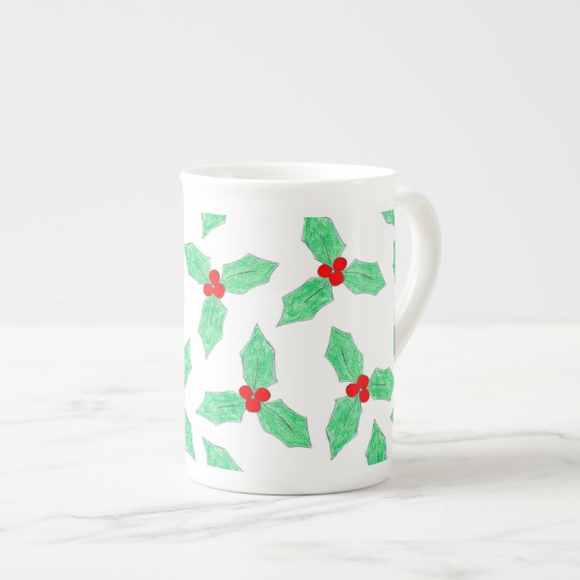 Caneca De Porcelana Padrão sagrado de Natal (Frente Esquerda)