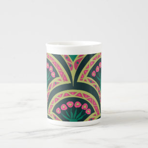Caneca De Porcelana padrão verde em forma de concha
