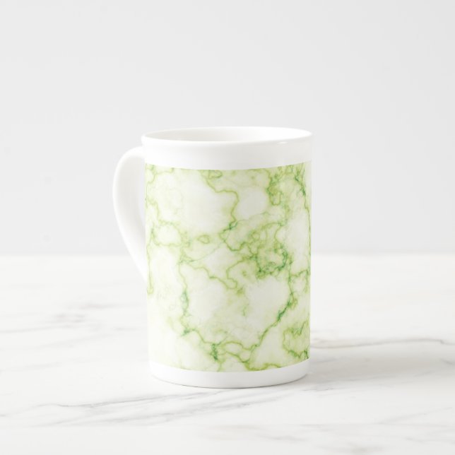 Caneca De Porcelana Padrão Verde Marble (Frente Esquerda)