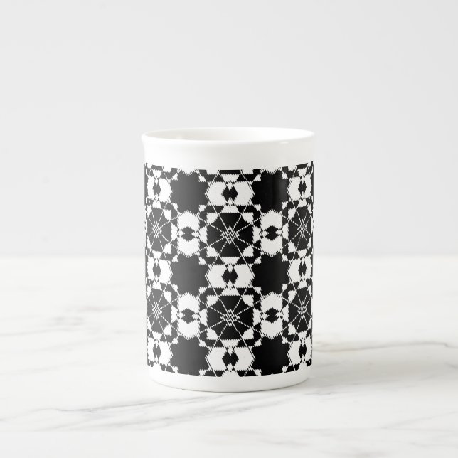 Caneca De Porcelana Padrão xadrez retrô minimalista – Design monocromá (Frente)