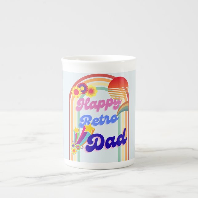 Caneca De Porcelana Pai Retro Feliz (Frente)
