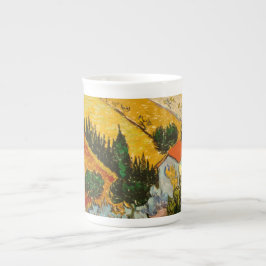 Caneca De Porcelana Paisagem com House e Ploughma Vincent van Gogh