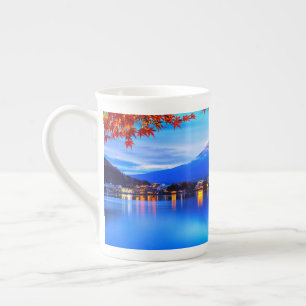 Caneca De Porcelana Paisagem natural com fundo azul-20230