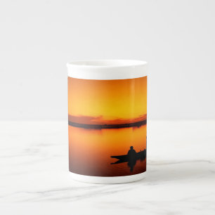 Caneca De Porcelana Paisagem natural — Sunset com Barco