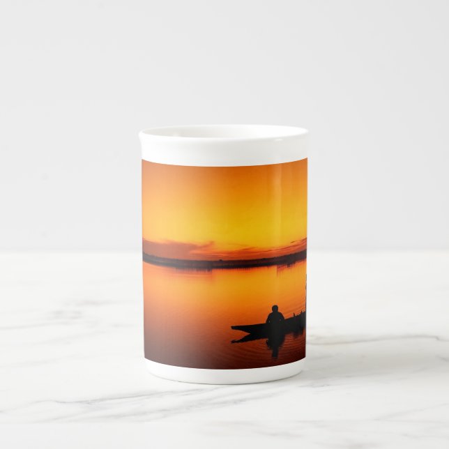 Caneca De Porcelana Paisagem solar com um barco-68465 (Frente)