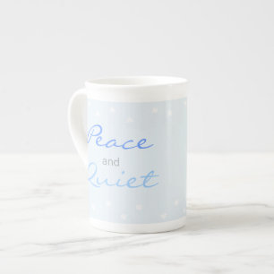 Caneca De Porcelana Palavras calmas e de paz (azul pálido)
