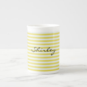 Caneca De Porcelana Pale Gold and White Stripes by Shirley Taylor