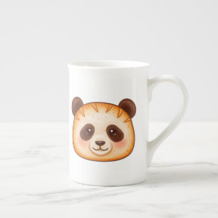Caneca De Porcelana Pão de Rosto de Panda Gengibre Aquarela Fofa