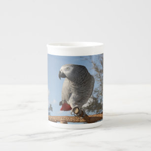 Caneca De Porcelana Papagaio-Cinza africano espantoso